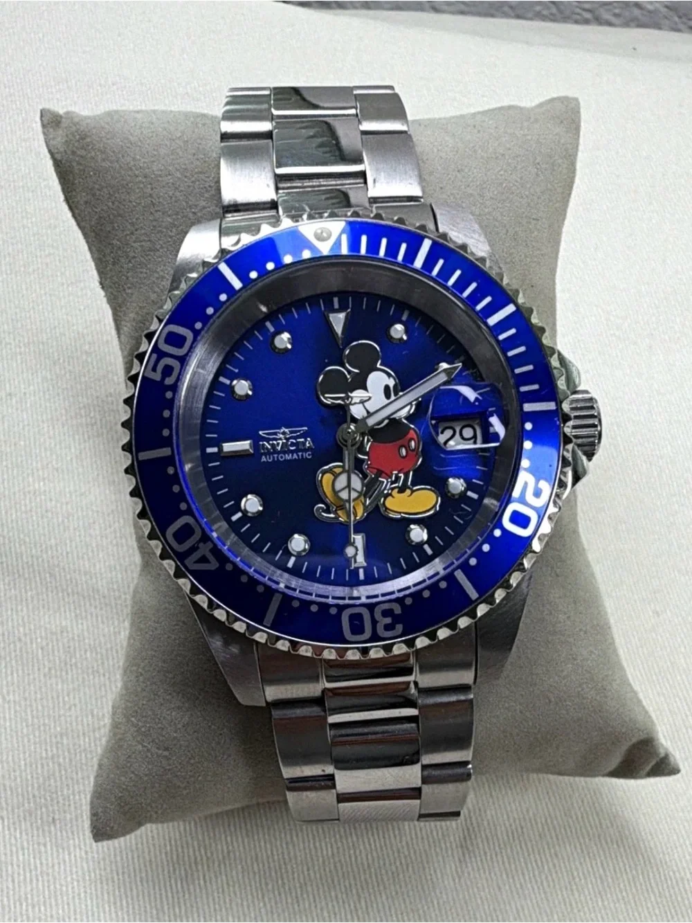 Invicta Men’s Blue Dial Mickey Mouse Automatic Stainless Steel Watch